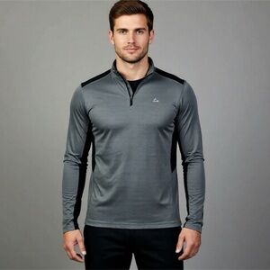 Paradox Long Sleeve Base Layer Tshirt Mens Size Small Black Grey 1/4 Zip Stretch
